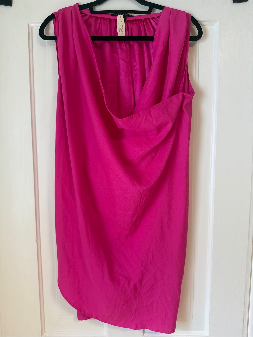 Hot Pink Sleeveless Draped Shift Dress